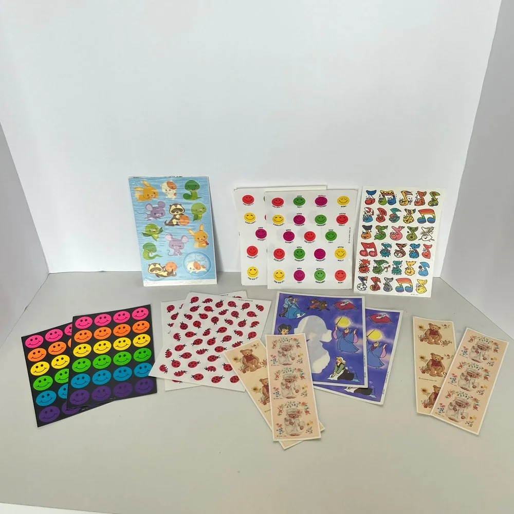 Vtg Hallmark American Greetings Sticker Lot Disney Cinderella Smiley Ladybug